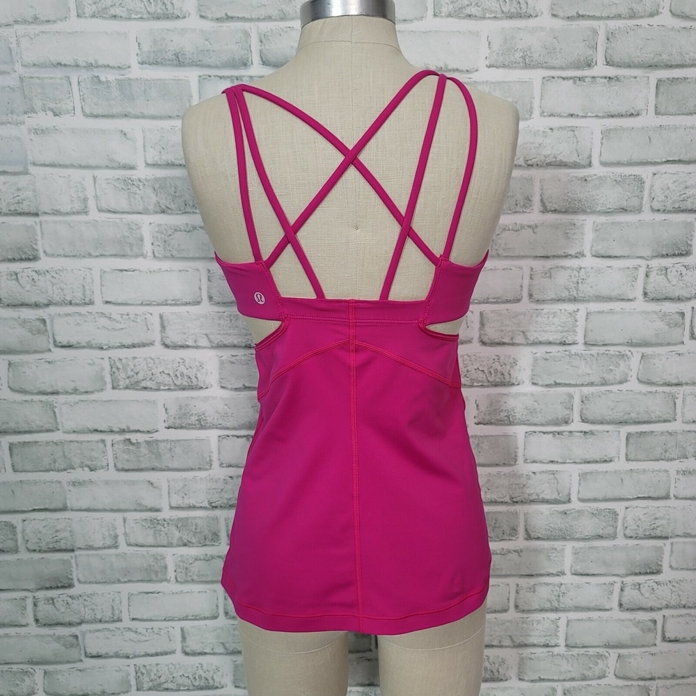 Lululemon Size 4 Exquisite Tank 2 Jeweled Magenta Strappy Back Workout Gym - Picture 7 of 12